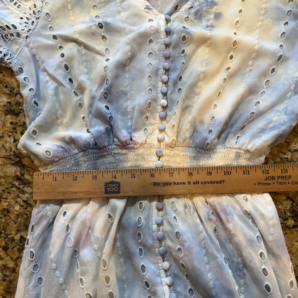 YFB Young Fabulous & Broke Costa Eyelet Tie-Dye blue Hi Low Maxi Dress large - Picture 6 of 8